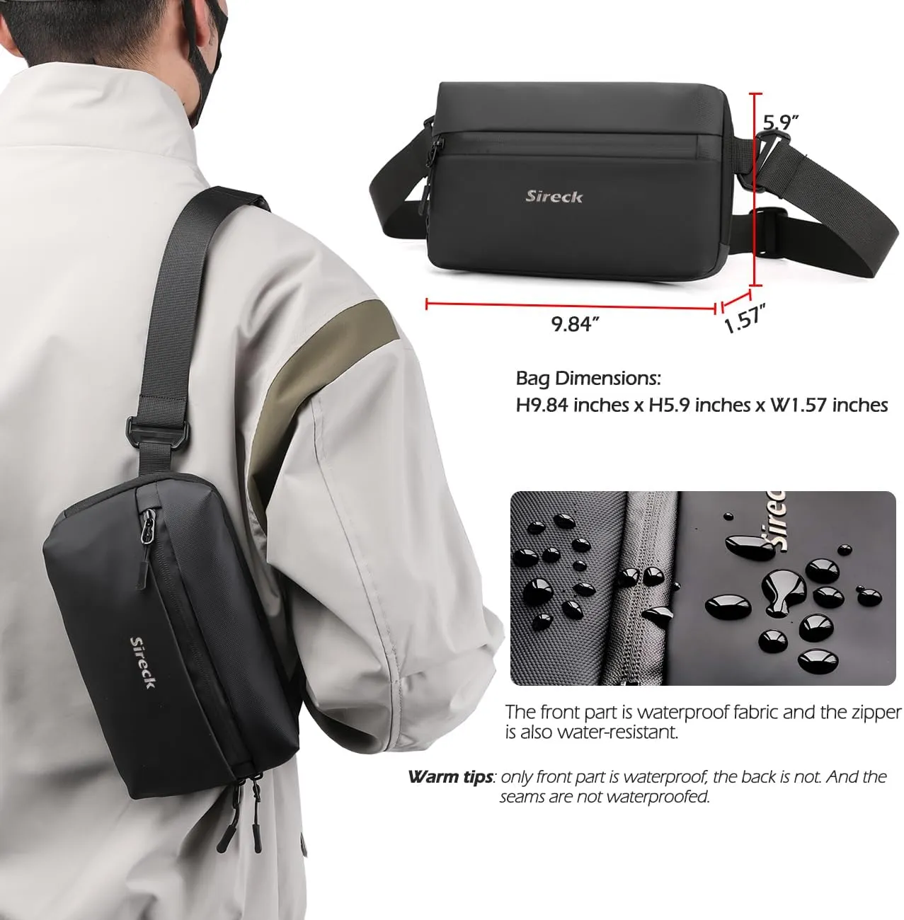 Fanny Pack for Men Women, Fashion Waist Pack with 3 Zipper Pockets, Adjustable Strap Hiking Small Crossbody Belt Bag Travel Purse for Daily, Traveling, Cycling, Camping (Black)