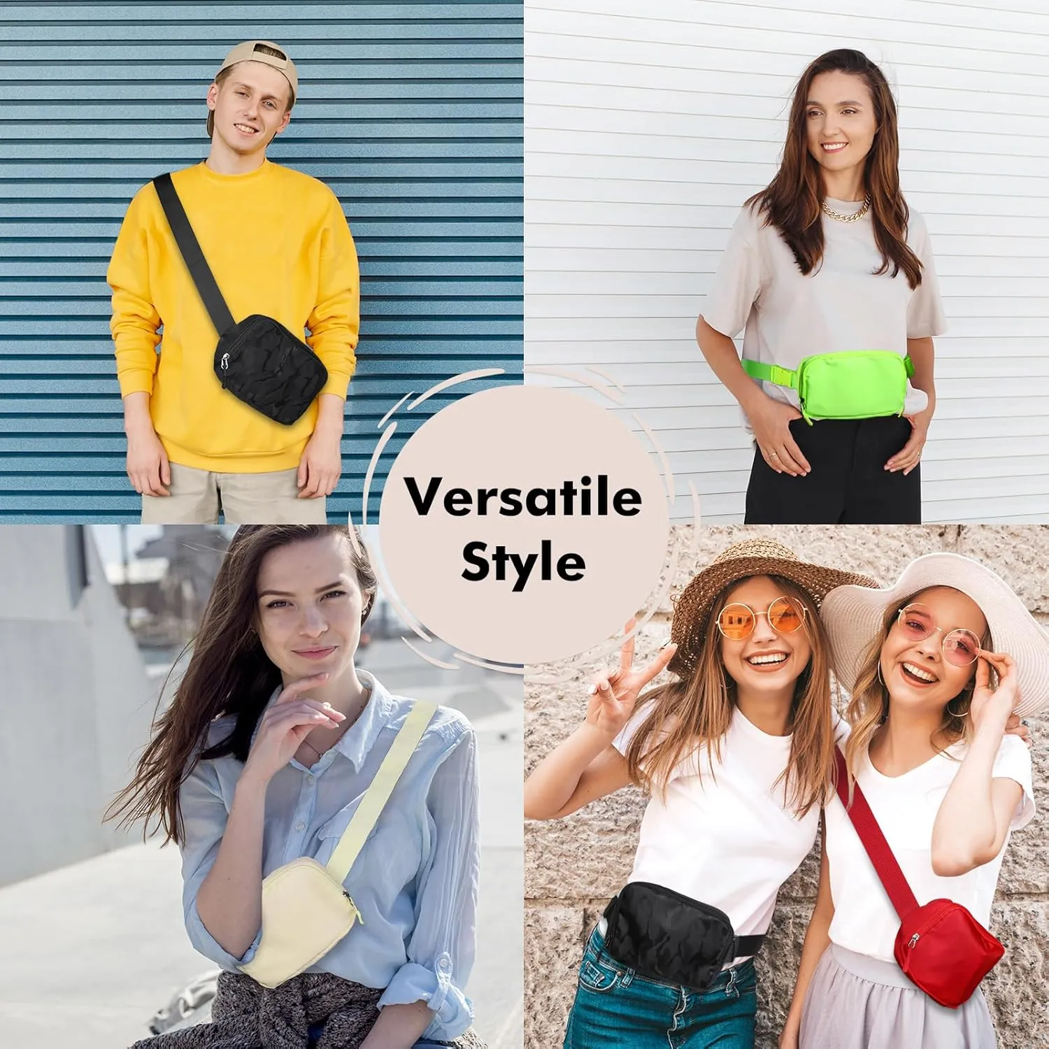 Fanny Packs for Women - Belt Bag for Women - Fanny Pack Crossbody Bags - Black Fanny Pack with Adjustable Strap, Fashion Cross Body Fanny Pack for Running
