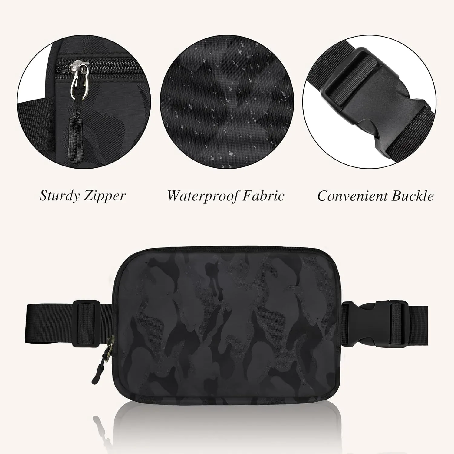 Fanny Packs for Women - Belt Bag for Women - Fanny Pack Crossbody Bags - Black Fanny Pack with Adjustable Strap, Fashion Cross Body Fanny Pack for Running