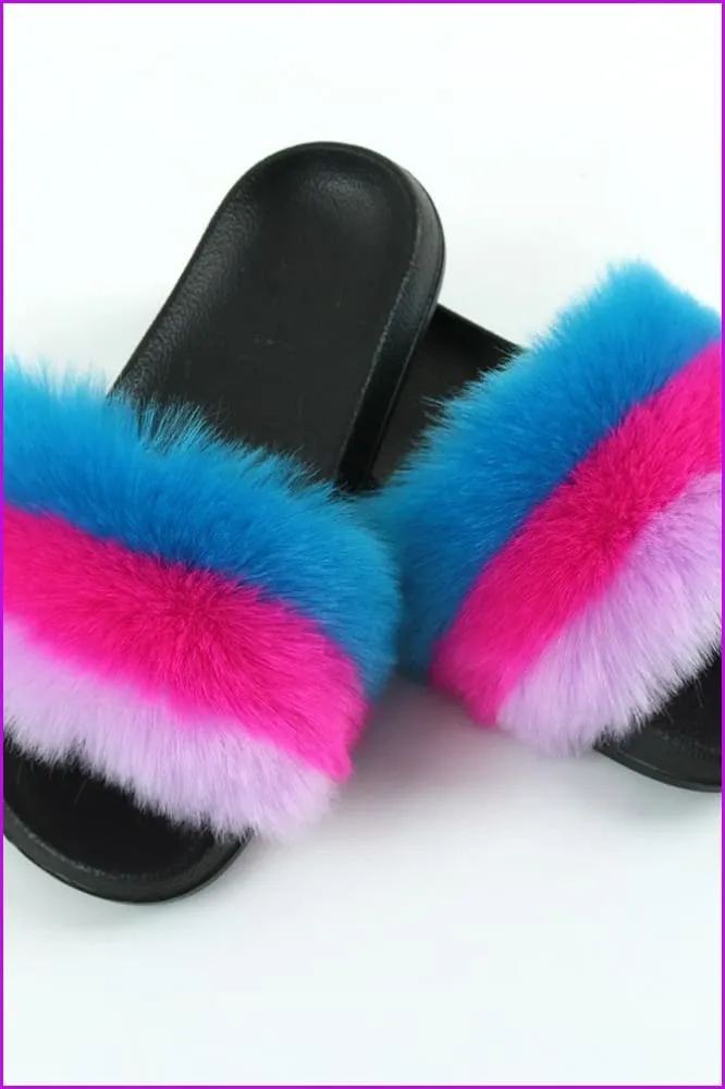 Faux Fake Fur Slides #2 & Candy Bag Set A