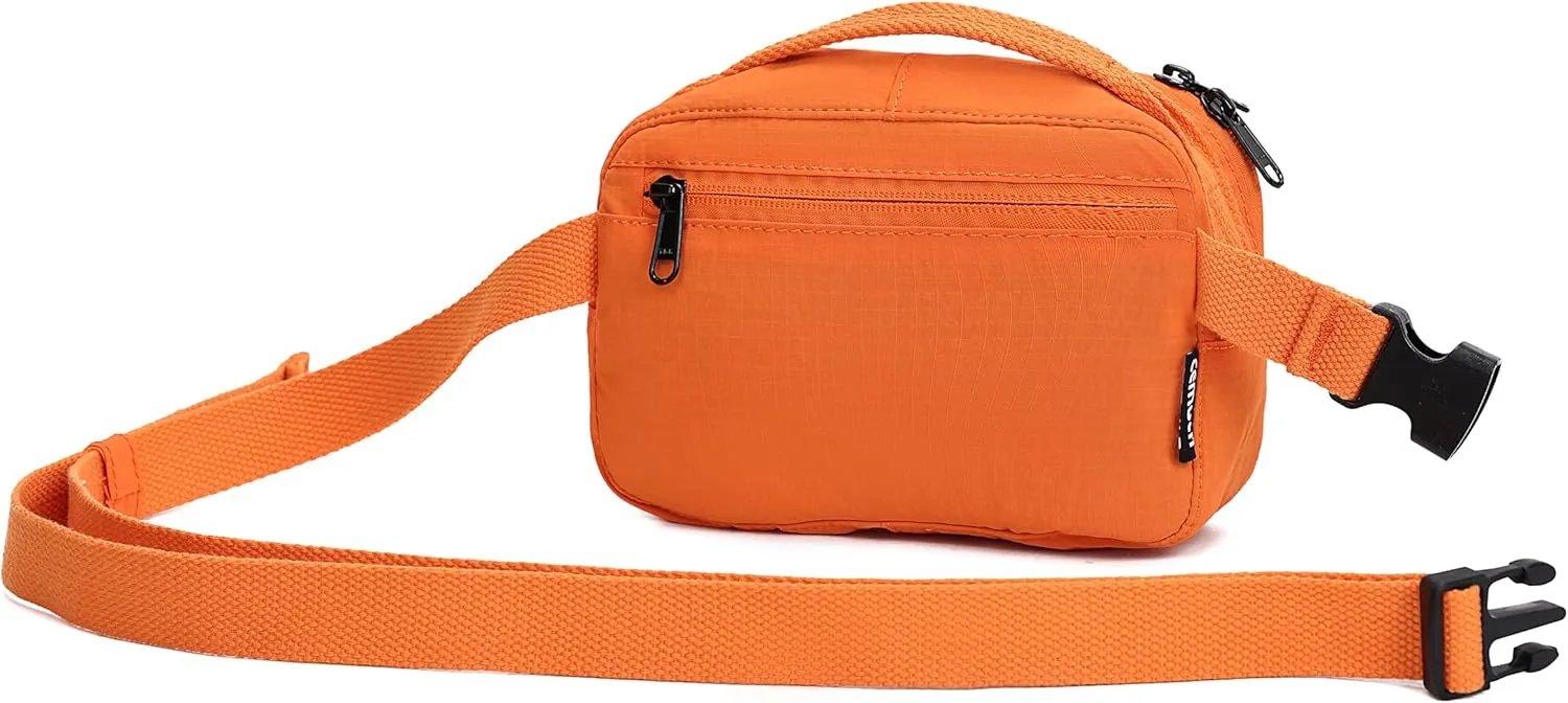 Funny Pack Belt Bag Small Crossbody Unisex for Workout Running Hiking Travel Gift Water Resistant Durable Soft Material multifunctional (Orange)