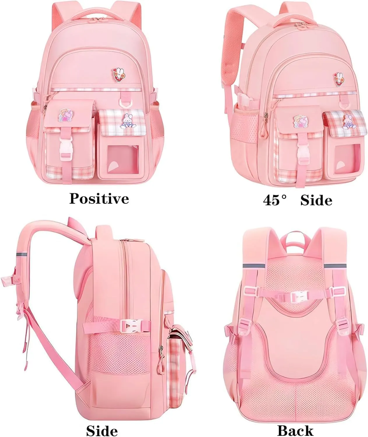 Girls Backpack - 3PCS Backpack with Lunch Box & Pencil Case for Girls, Cute Backpack Set for Elementary School Large Capacity Bookbag Travel Bag (Purple 1, Ages 7-12)
