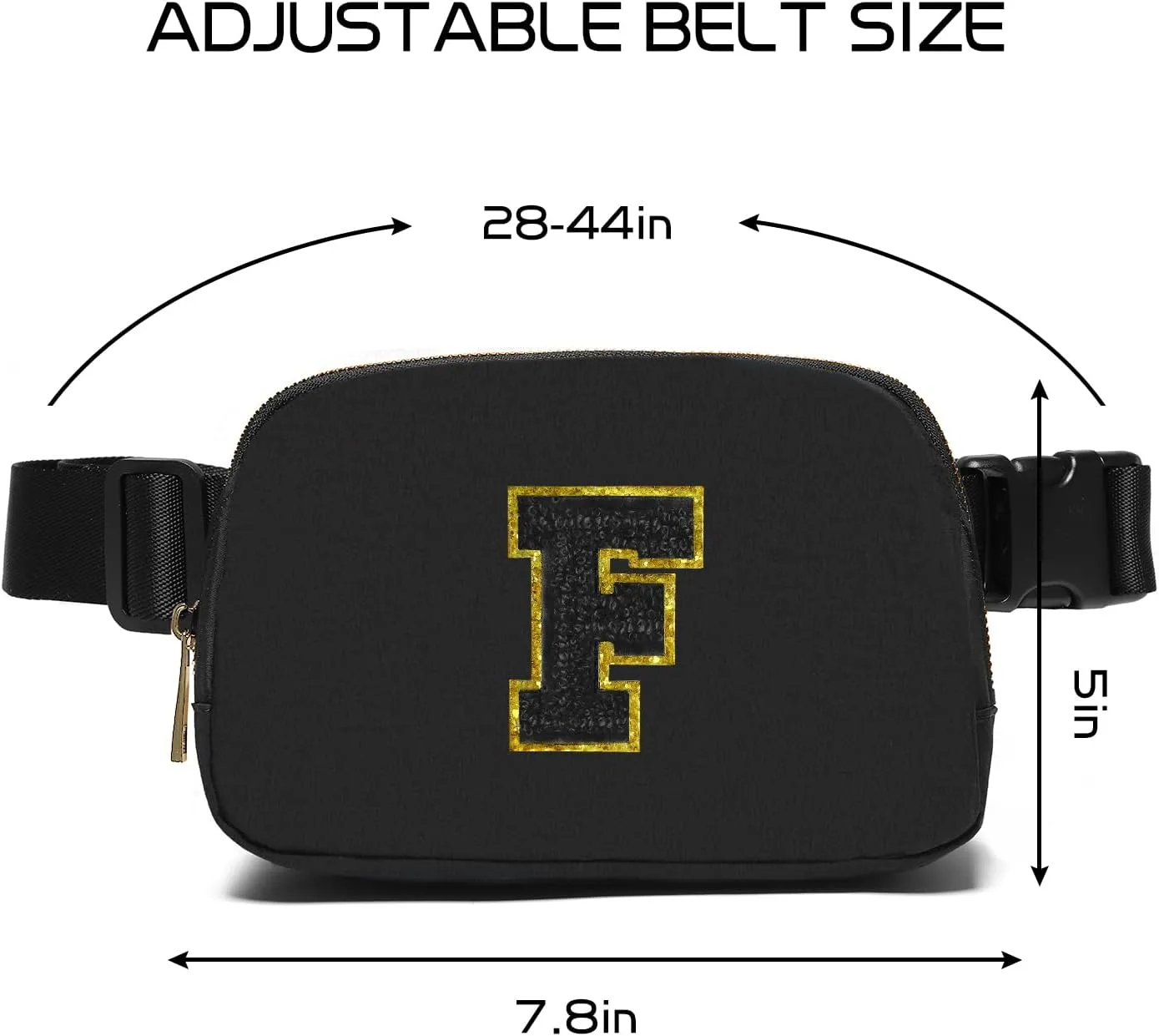 Gitus Belt Bag Fanny Pack Crossbody Bags with Initial Letter Patch Gifts for Wife Older Women Mother Coworker Bridesmaid Anniversary Travel Gifts Beach Gifts (Black-F)