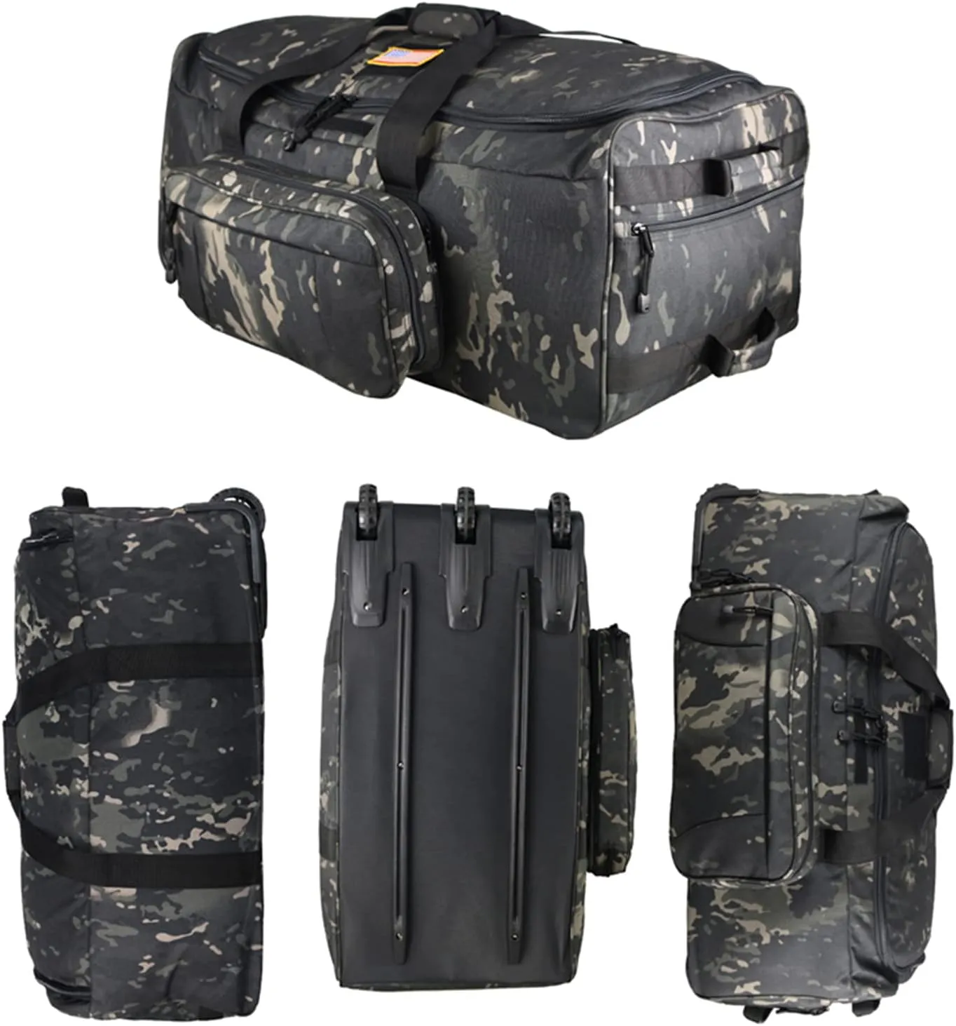 Greencity Duffel Bag Wheels Rolling Deployment Wheeled Military Suitcase Heavy-Duty Extra large deployment bag Capacity 32 InchBlack Camo