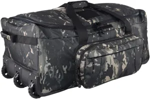 Greencity Duffel Bag Wheels Rolling Deployment Wheeled Military Suitcase Heavy-Duty Extra large deployment bag Capacity 32 InchBlack Camo