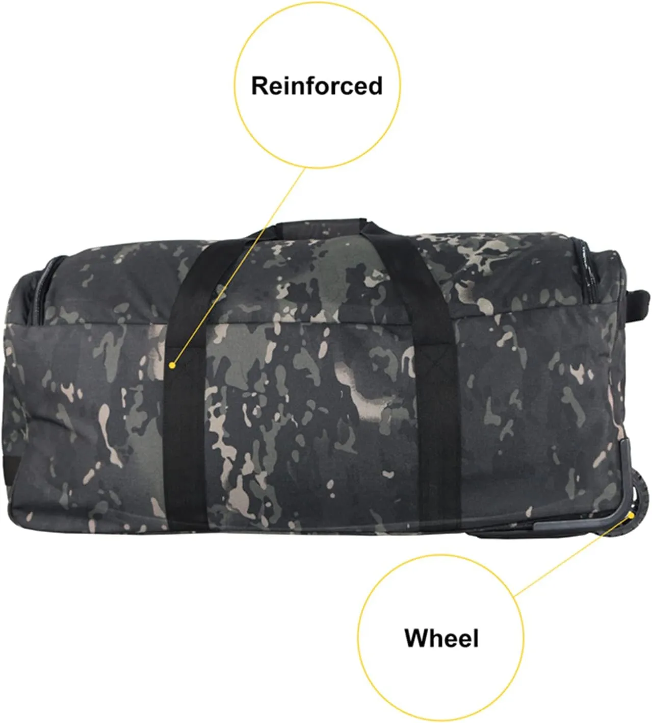 Greencity Duffel Bag Wheels Rolling Deployment Wheeled Military Suitcase Heavy-Duty Extra large deployment bag Capacity 32 InchBlack Camo