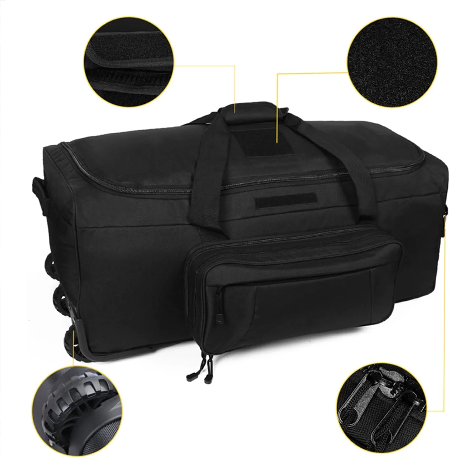 Greencity Duffel Bag Wheels Rolling Deployment Wheeled Military Suitcase Heavy-Duty Extra large deployment bag Capacity 32 InchBlack