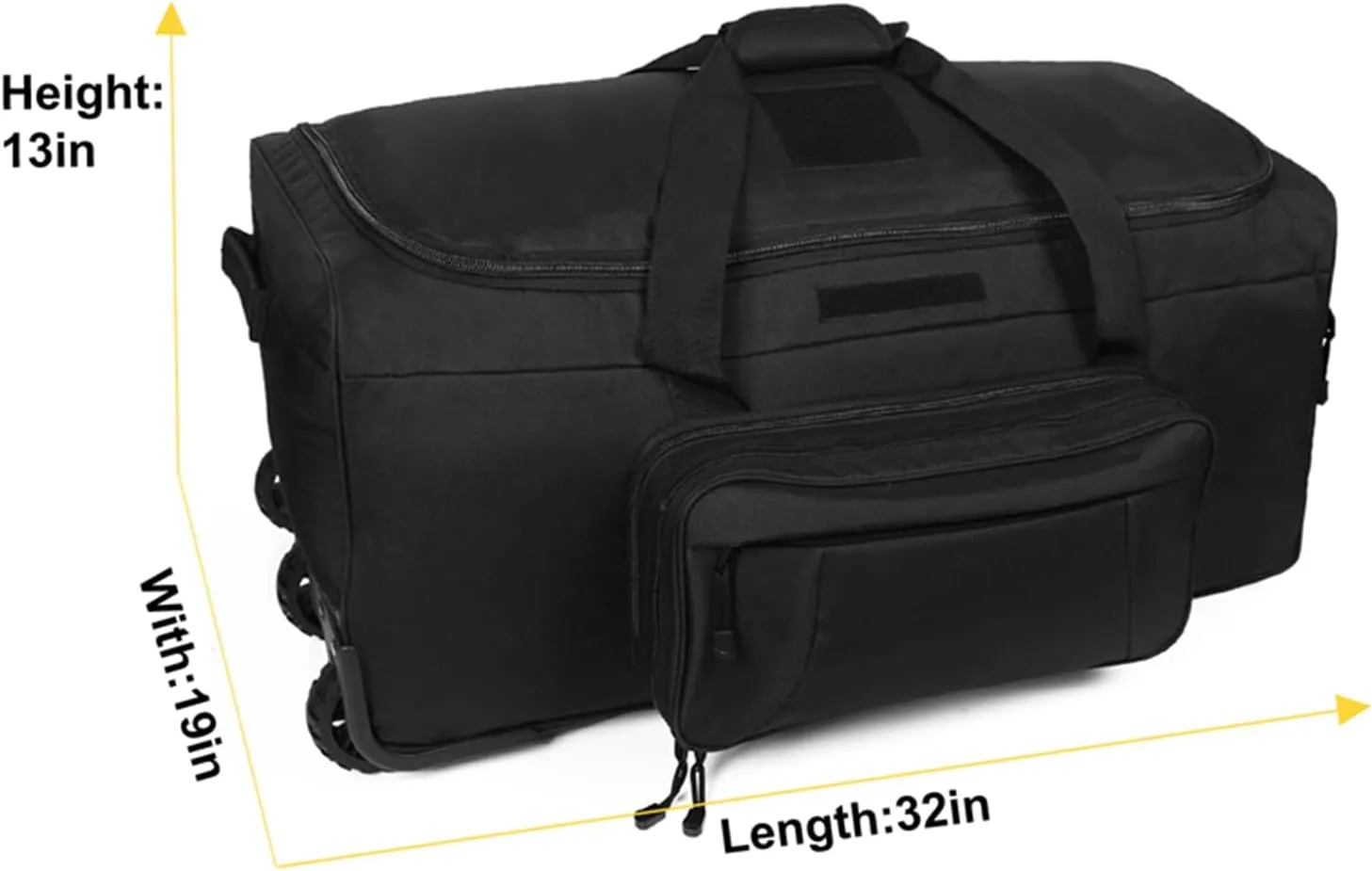 Greencity Duffel Bag Wheels Rolling Deployment Wheeled Military Suitcase Heavy-Duty Extra large deployment bag Capacity 32 InchBlack