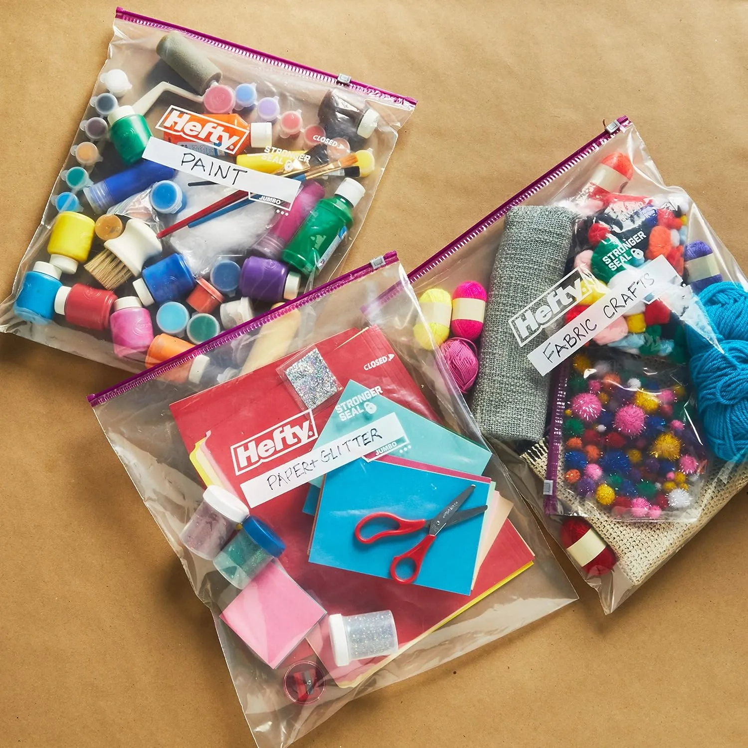 Hefty Slider Jumbo Storage Bags, 2.5 Gallon Size, 3 Boxes of 15 Bags (45 Total)