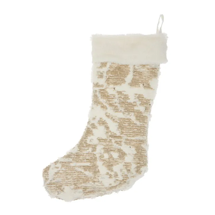 Home For The Holiday Gold 17" x 10" Christmas Stocking
