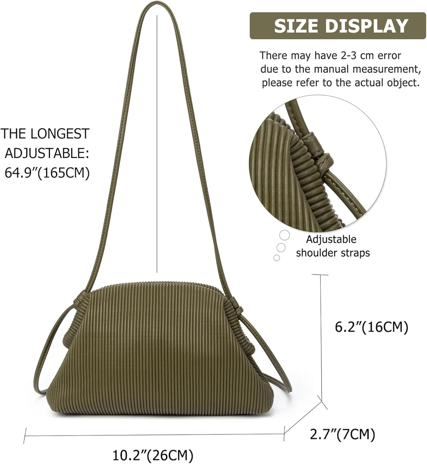KingTo Clutch Purses for Women, Soft Cloud Bag Fashion Dumpling with Ruched Pouch Handbag for Crossbody Shoulder