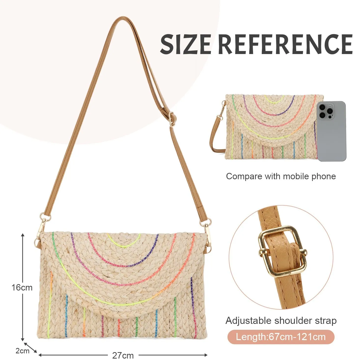 KUANG! Straw Shoulder Bag for Women Woven Purse Beach Envelope Clutch Straw Wallet Crossbody Bag