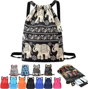 Lilyasion Drawstring Backpack, Drawstring Foldable Large Capacity Dry-Wet Separation Travel Sports Backpack (C)