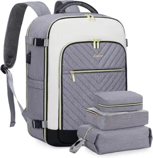 LOVEVOOK Large Travel Backpack for Women, TSA Carry on Backpack for Airplanes, 40L Personal Item Travel Bag for Women fits 17" Laptop,Waterproof Carry on Bag Airplane Approved with 3 Packing Cubes