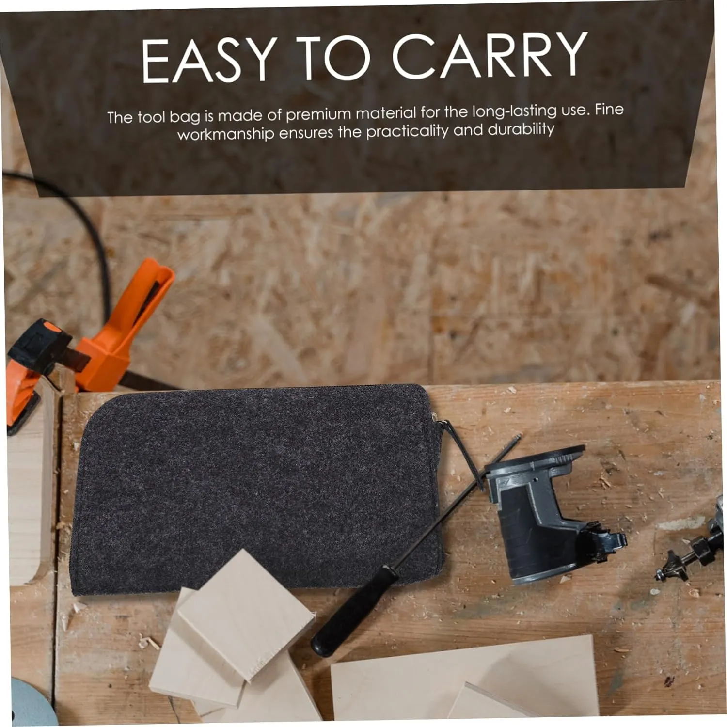 NUOBESTY 3pcs Simple Multi-Function Felt Tool Bag Zipper Storage Pouch for Crafting Sculpting Tools Easy to Carry Organizer for Art Supplies and Clay Accessories