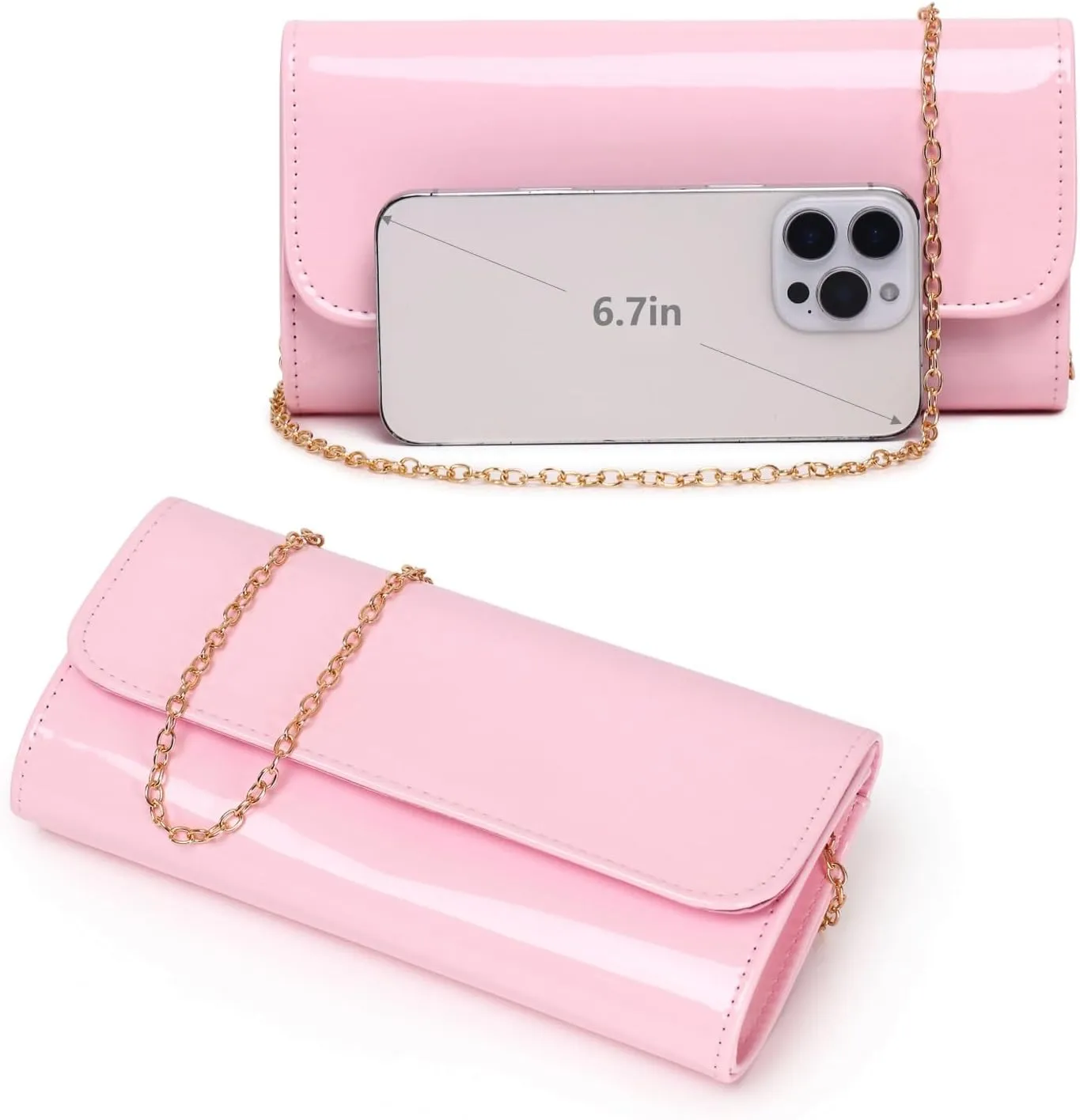 Patent Leather Envelope Clutch for Women Stylish Evening Handbag with Detachable Chain, Perfect for Wedding, Party & Prom