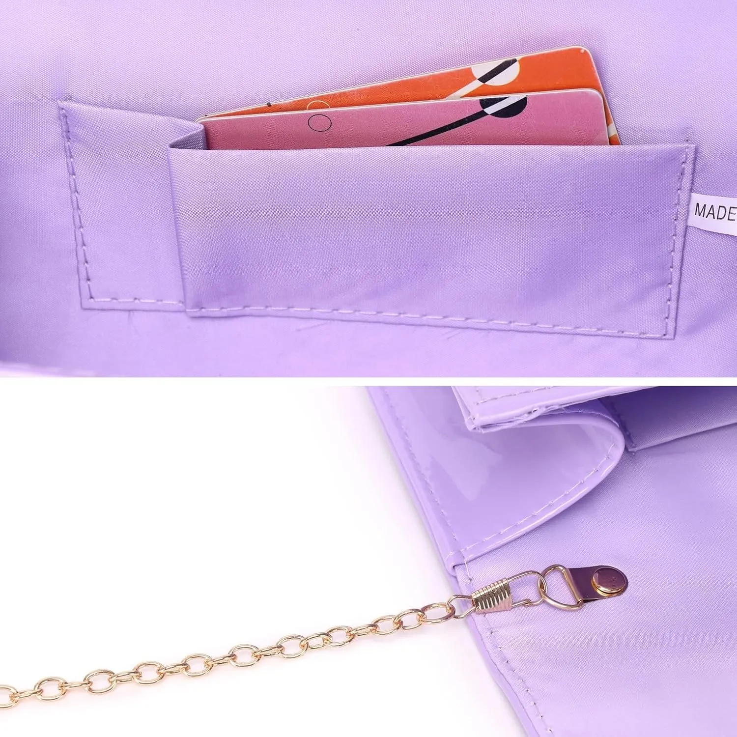 Patent Leather Envelope Clutch for Women Stylish Evening Handbag with Detachable Chain, Perfect for Wedding, Party & Prom