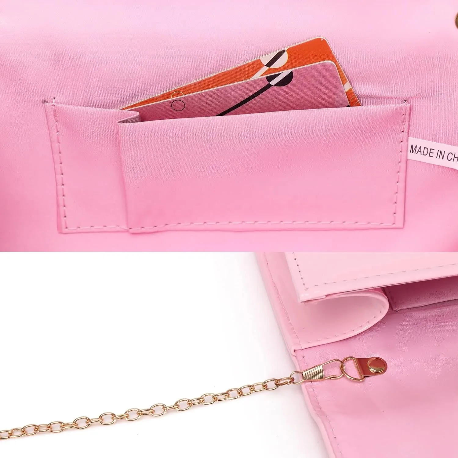 Patent Leather Envelope Clutch for Women Stylish Evening Handbag with Detachable Chain, Perfect for Wedding, Party & Prom