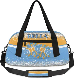 Personalized Cheer Bags for Cheerleaders Custom Cheer Bag for Girls Blue Orange Glitter Kids Travel Duffel Sport Gym Bag School Practice Dance Bag