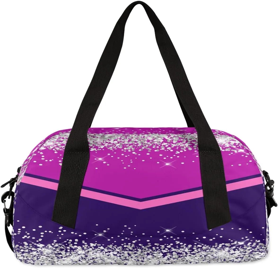 Personalized Cheer Bags for Cheerleaders Custom Cheer Bag for Girls Dark Purple Pink Glitter Kids Travel Duffel Sport Gym Bag School Practice Dance Bag