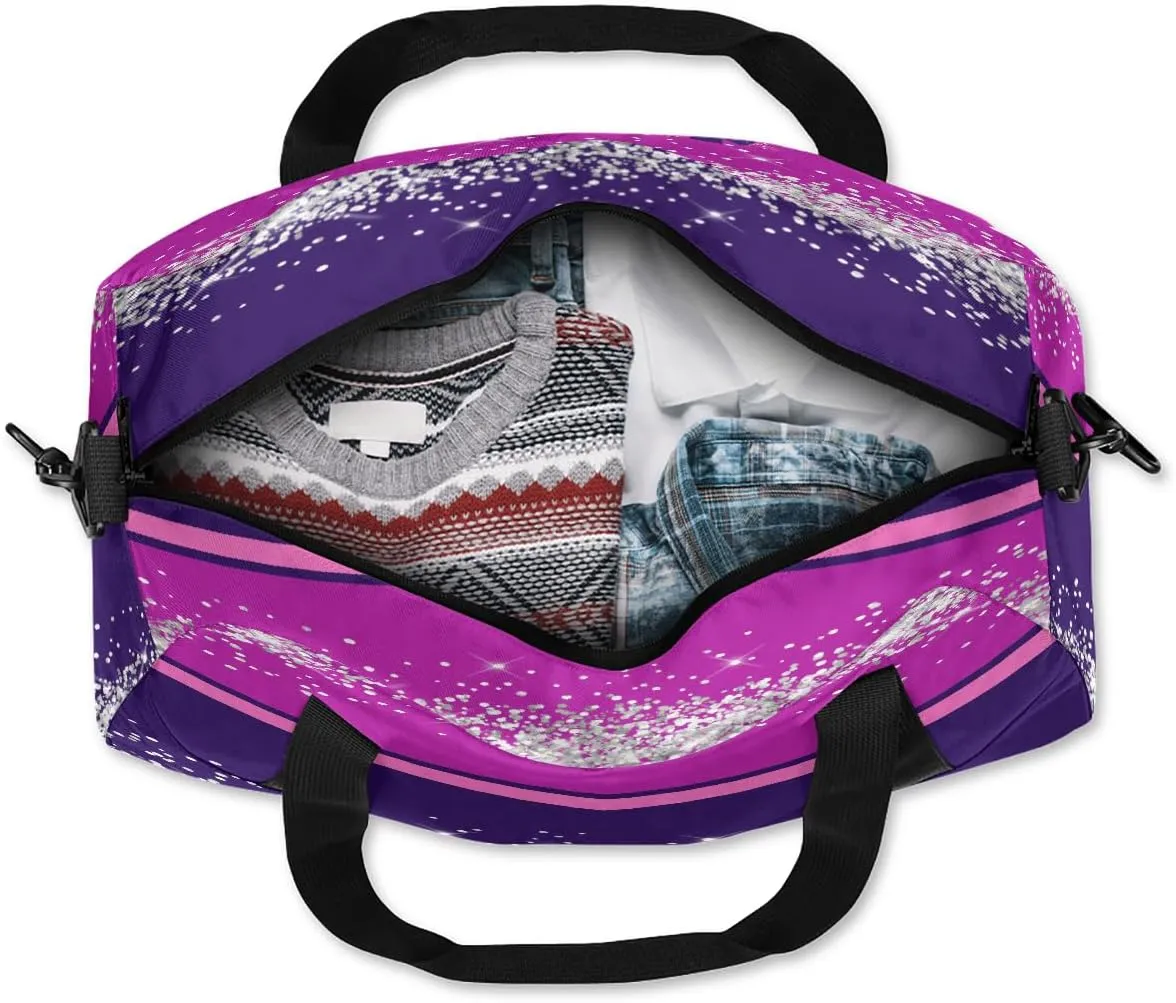 Personalized Cheer Bags for Cheerleaders Custom Cheer Bag for Girls Dark Purple Pink Glitter Kids Travel Duffel Sport Gym Bag School Practice Dance Bag