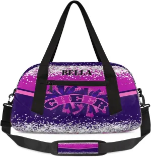 Personalized Cheer Bags for Cheerleaders Custom Cheer Bag for Girls Dark Purple Pink Glitter Kids Travel Duffel Sport Gym Bag School Practice Dance Bag