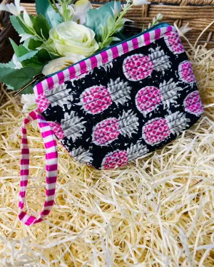 Pink Pineapple Quilted Pouch