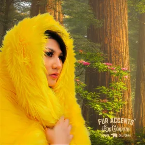 Plush  Faux Fur Throw Blanket,  Bedspread, Soft, Bright Yellow Shag, Luxury Fur - Minky Cuddle Fur Lining Fur Accents USA
