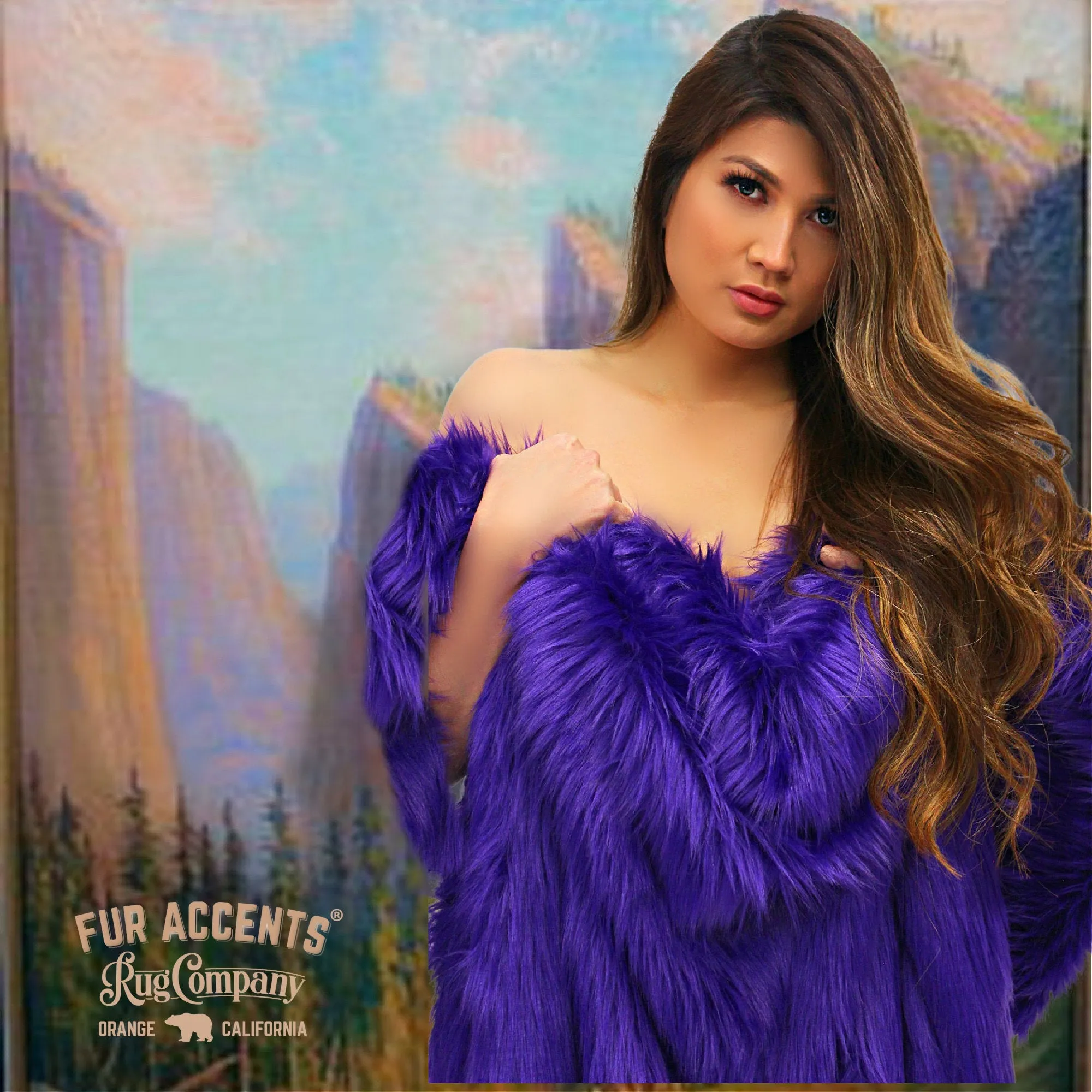 Plush  Faux Fur Throw Blanket, Bedspread, Soft, Dark Purple Shag, Luxury Fur - Minky Cuddle Fur Lining Fur Accents USA