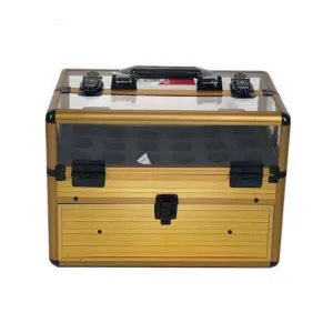 Professional Transparent Acrylic Aluminium Frame Manicure Case Y056-2Gold