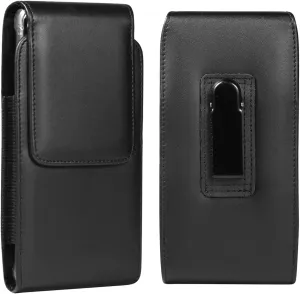 PU Leather Cell Phone Holster with Belt Clip Case Pouch Holder for Google Pixel 9 Pro, 9a, 8, 8a, 7, 7a, 6a, iPhone 16, 15, 14 Pro, 11, XR, XS Max, Samsung Galaxy S21 FE, S25, S24, S22 , S21, S20 (M)