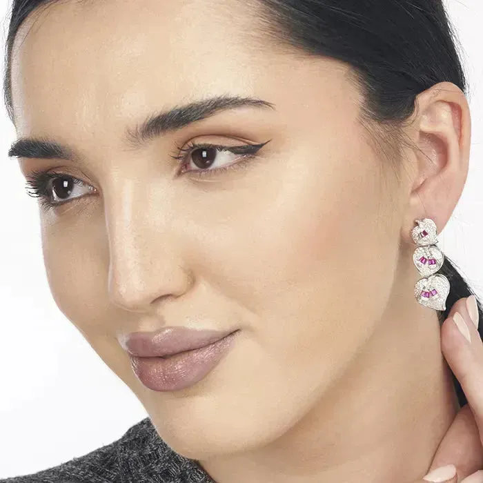 Purple Petal Cascade Earrings