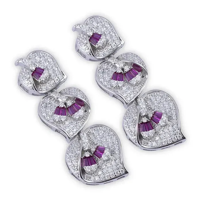 Purple Petal Cascade Earrings