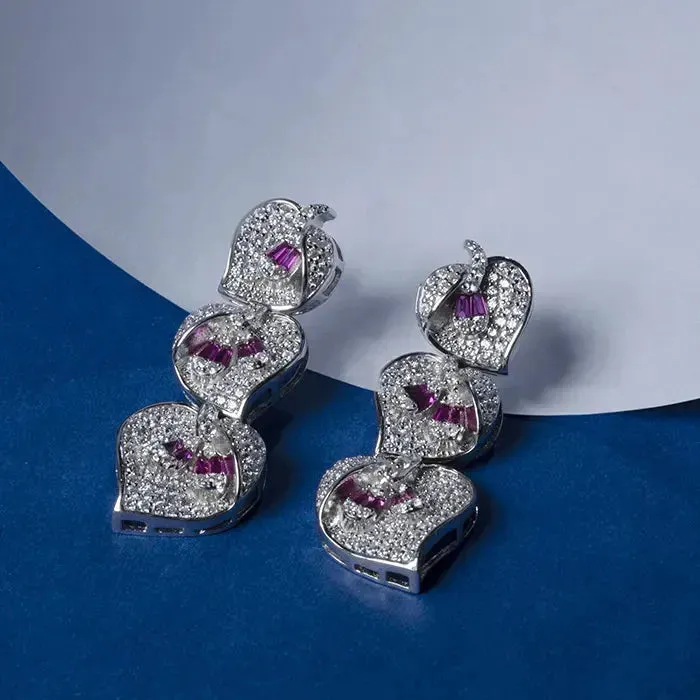Purple Petal Cascade Earrings