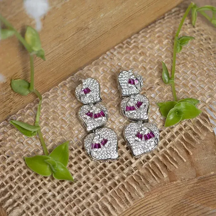 Purple Petal Cascade Earrings
