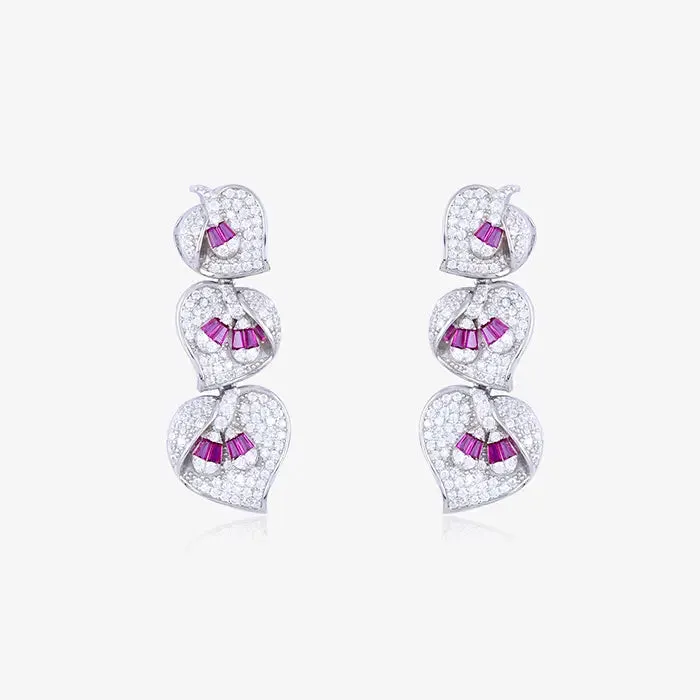 Purple Petal Cascade Earrings