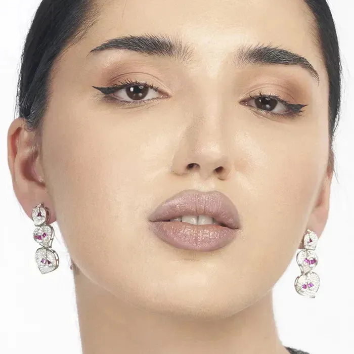 Purple Petal Cascade Earrings