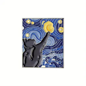 "Van Kitty" Painting Van Gogh Cat Stars enamel pin