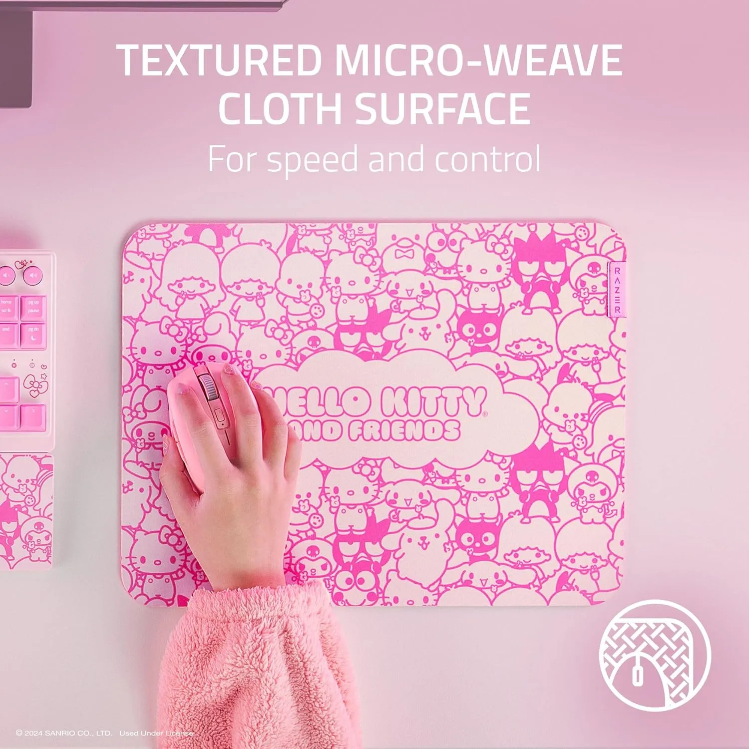 Razer Gigantus V2 Cloth Gaming Mouse Pad (Medium): Textured MicroWeave Cloth Surface - Thick, High-Density Rubber Foam - Non Slip Base - Hello Kitty & Friends Edition