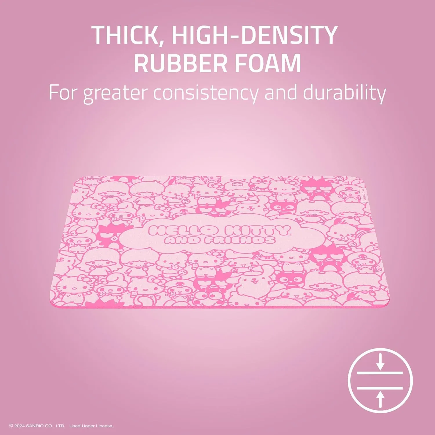 Razer Gigantus V2 Cloth Gaming Mouse Pad (Medium): Textured MicroWeave Cloth Surface - Thick, High-Density Rubber Foam - Non Slip Base - Hello Kitty & Friends Edition