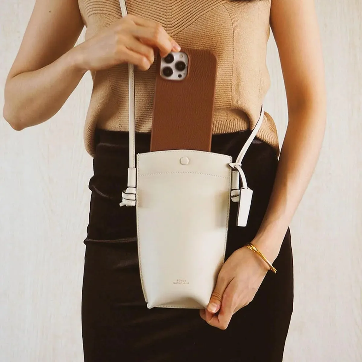 Rever Rubin Phone Crossbody Sling Bag, Leather, Fits Phone, Cards, Essentials