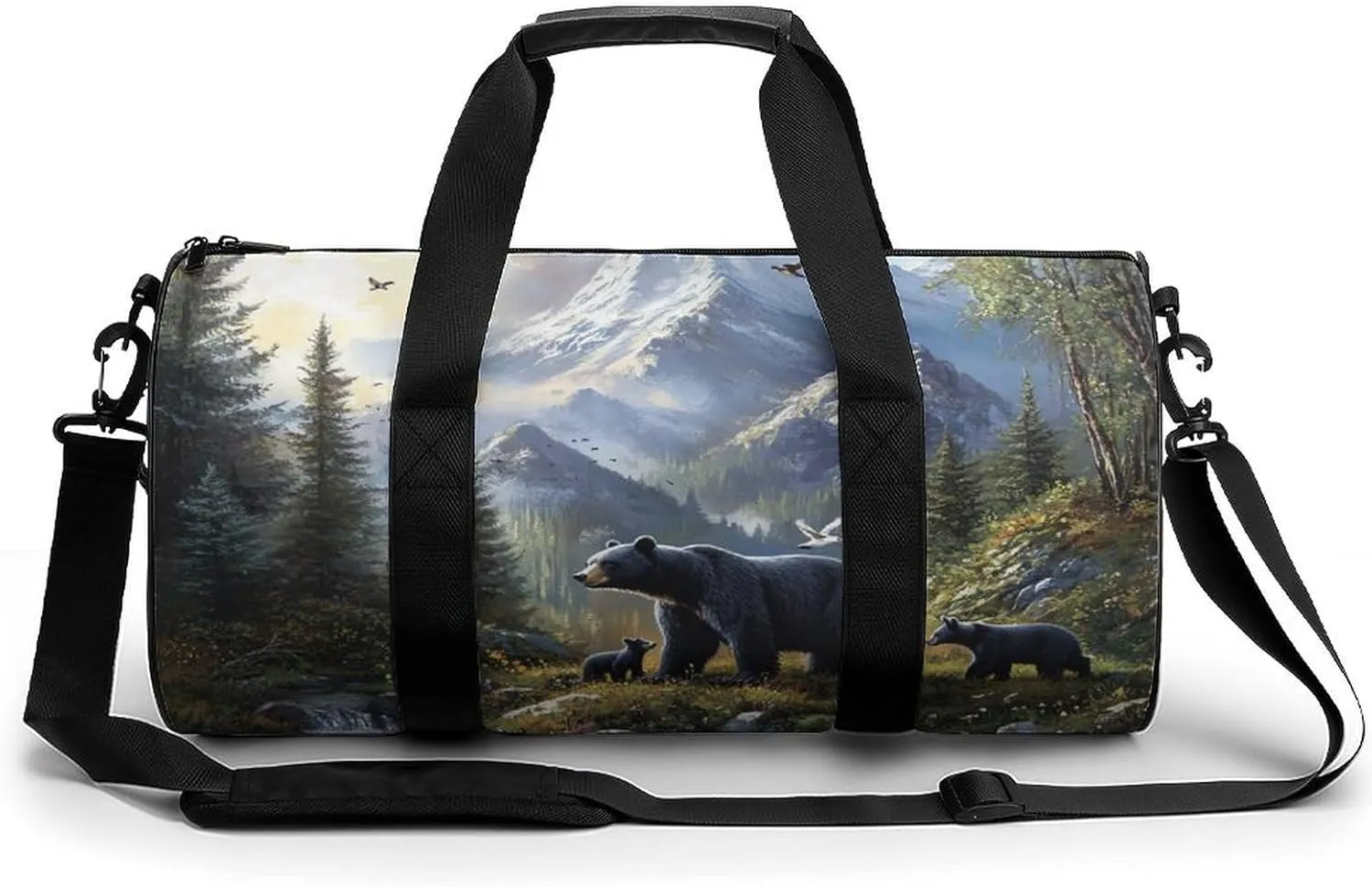 Rustic Bear Family Forests Gym Bag Travel Duffel Bag Lightweight Carry On Weekender Bag Tote Bags for Women Men