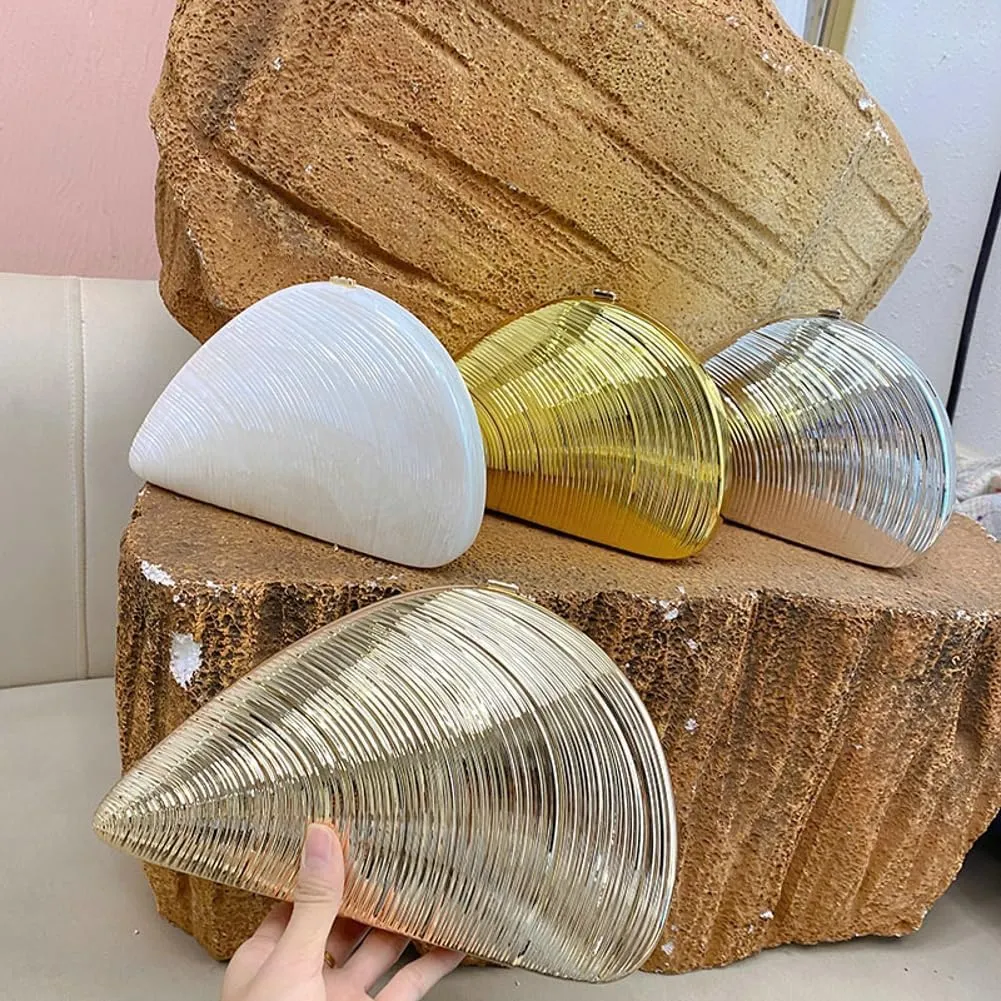 Seashell Acrylic Evening Clutch Bag Women 2025 Glitter Purse Handbag Chain Shoulder Bag for Wedding Party Prom