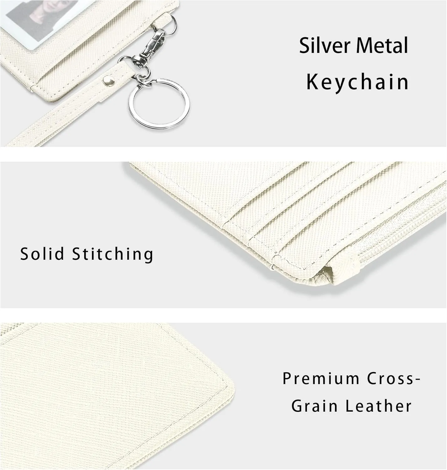 SEAVILIA Small Wallet for Women Slim Wristlet Keychain Wallets RFID Credit Card Holder With Zipper Pocket, ID Window (Beige)
