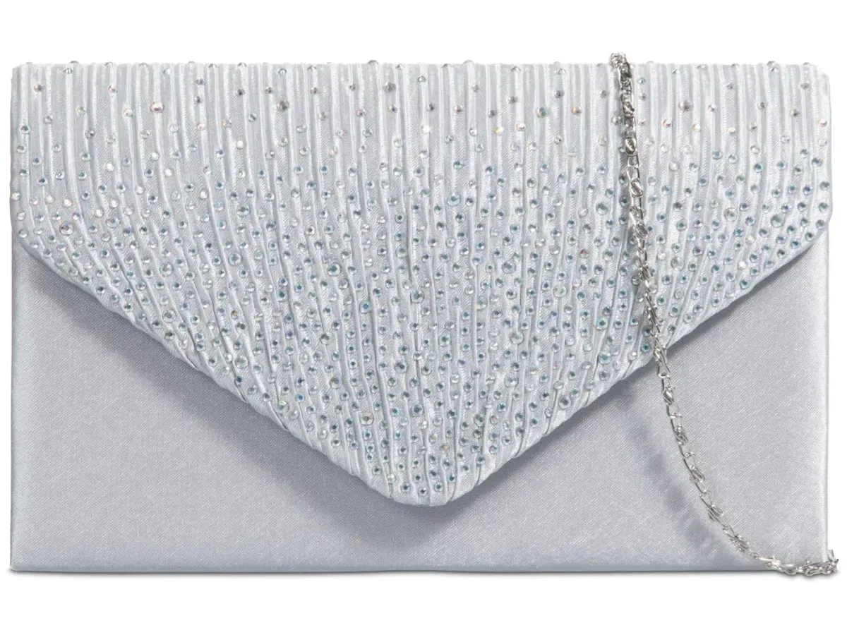Silver Diamante Overlay Clutch Bag