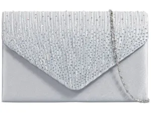 Silver Diamante Overlay Clutch Bag