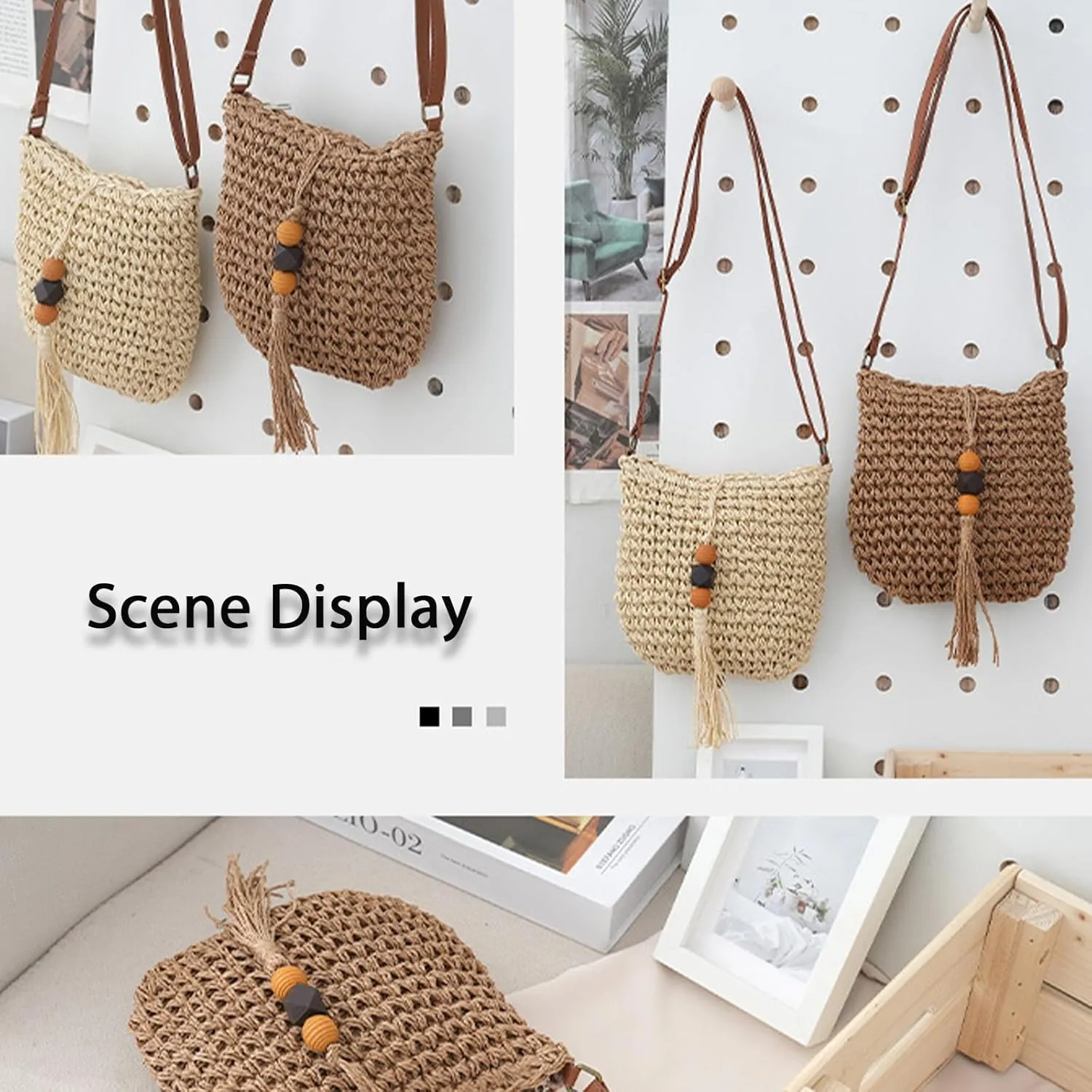 Small Summer Beach Bags Straw Beach Bag Woven Purse Cute Womens Handbag Shoulder Purse Straw Clutch Purses