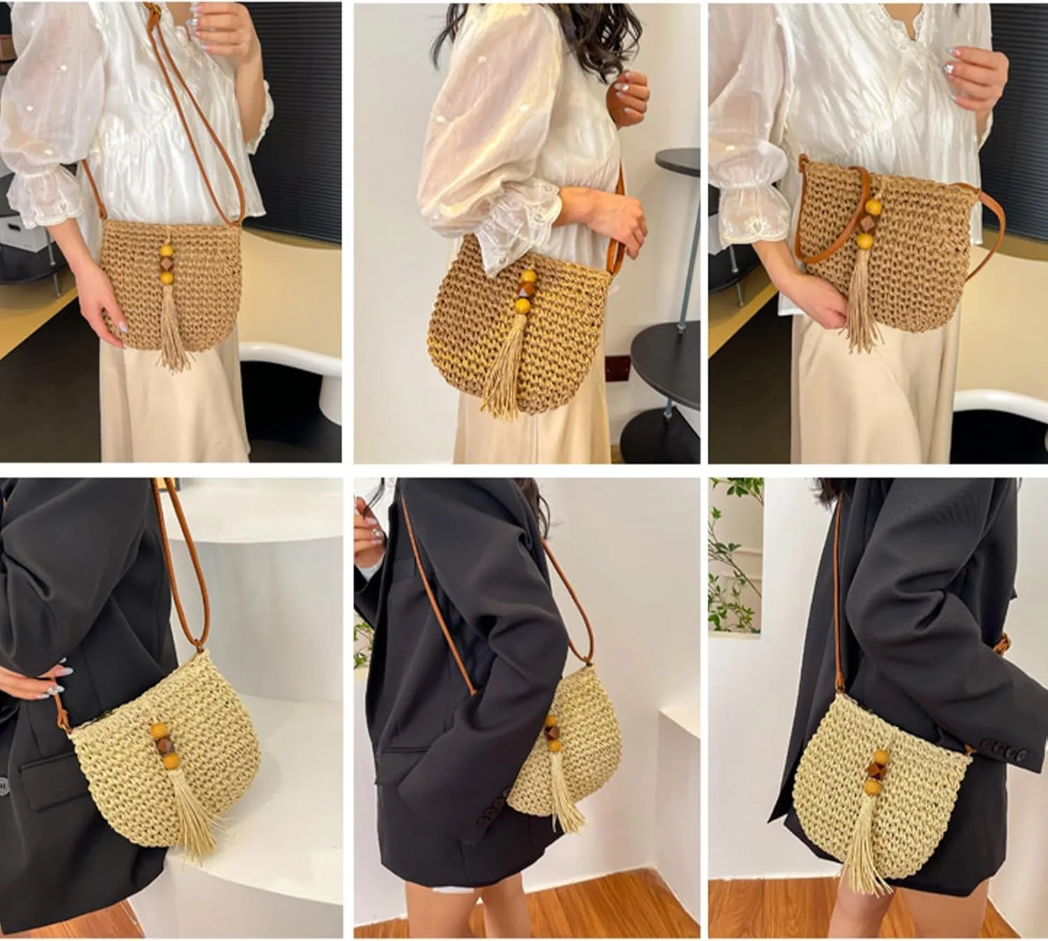 Small Summer Beach Bags Straw Beach Bag Woven Purse Cute Womens Handbag Shoulder Purse Straw Clutch Purses