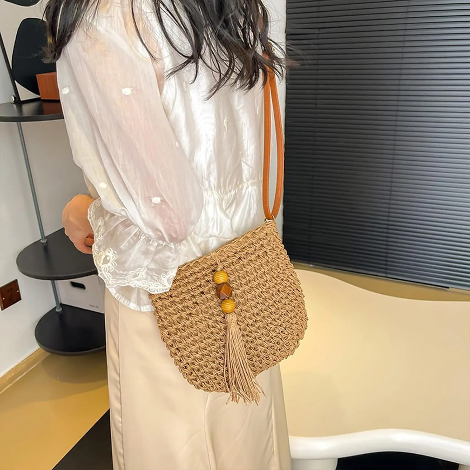 Small Summer Beach Bags Straw Beach Bag Woven Purse Cute Womens Handbag Shoulder Purse Straw Clutch Purses
