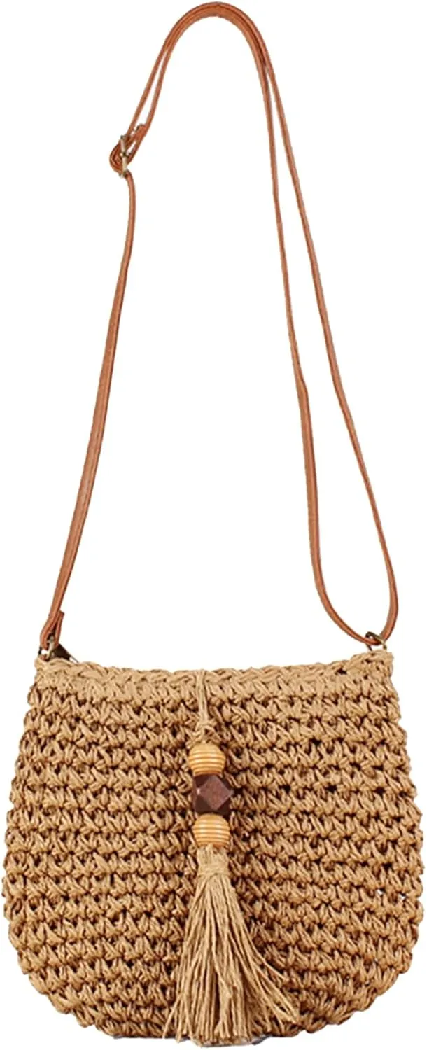 Small Summer Beach Bags Straw Beach Bag Woven Purse Cute Womens Handbag Shoulder Purse Straw Clutch Purses